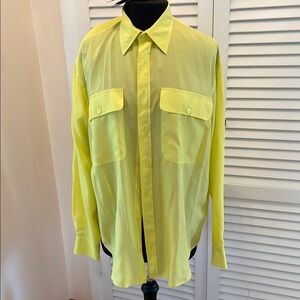 NWT Ralph Lauren  black label Silk  Yellow Button-Up Shirt size14
